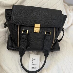 3.1 Phillip Lim Black Leather Backpack with Gold Hardware